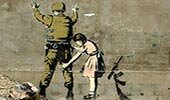 girl searching a soldier banksy desktop wallpaper
